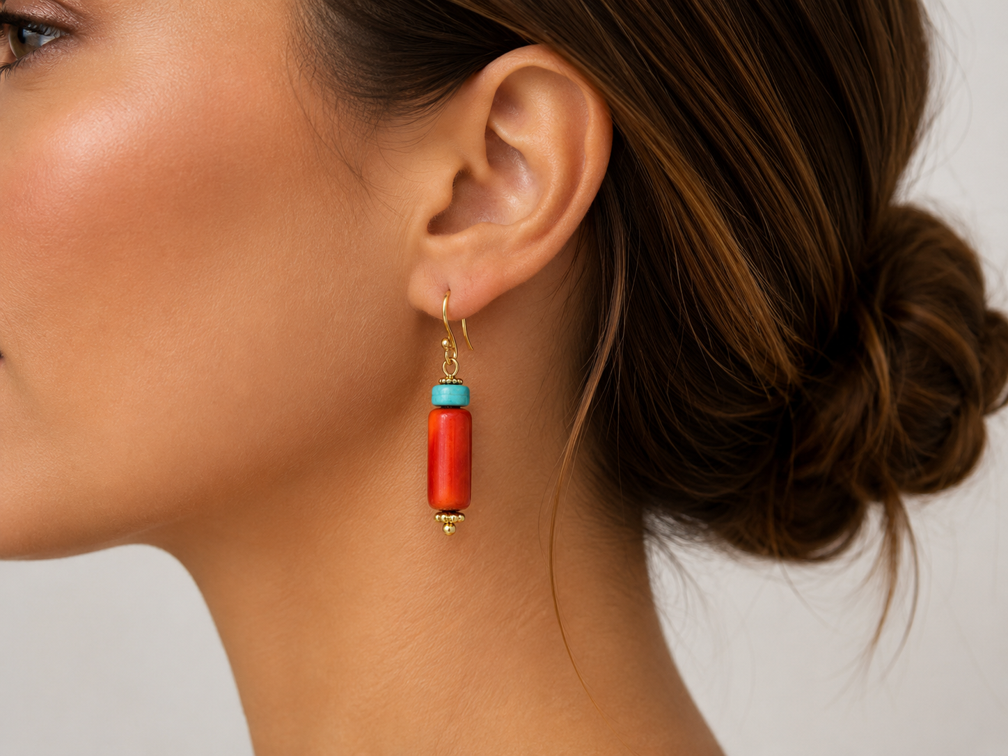 Turquoise and Coral earrings
