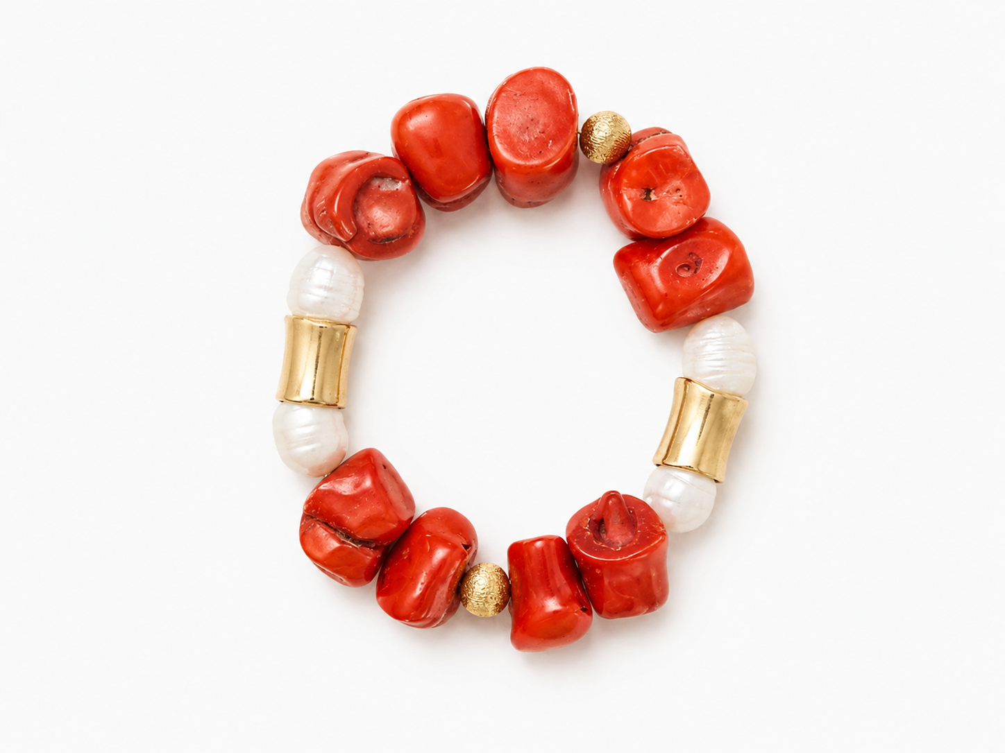 Coral and Pearl Statement Bracelet
