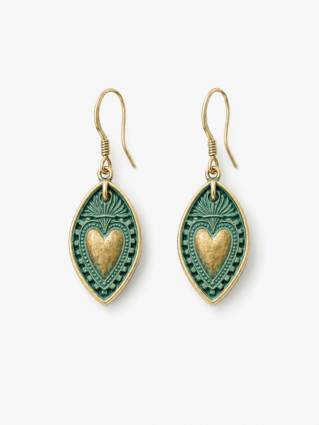 Bronzed Sacred Heart Earrings